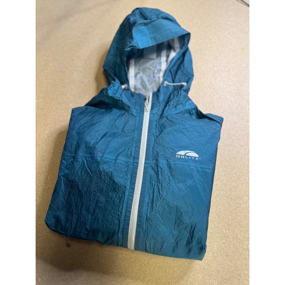 Golite Teal Blue Lightweight Hooded Windbreaker Jacket‎ Men's Medium